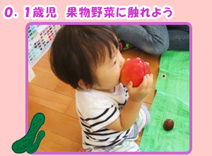０・１歳児　果物野菜に触れよう